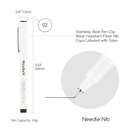 MEEDEN Micro Fineliner Drawing Pens: Fine Liner Pen 6 Pack, 0.2mm Black Waterproof Archival Ink for Technical Drawing, Sketching, Outlining, Illustration, Manga and Journaling - Needle Nip - style: 0.2mm Needle Nib