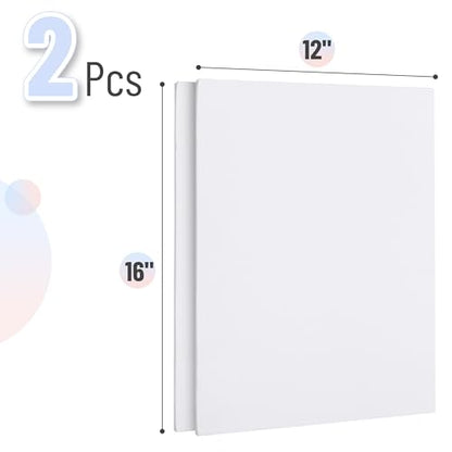 Mr. Pen- Canvas Panels, 2 Pack, 12x16 Inches | Triple Primed for Oil & Acrylic Paints, Canvas Boards for Painting, Painting, Blank Canvas for Painting, 3mm Thickness - size: 12x16 Inches, 2 Pack