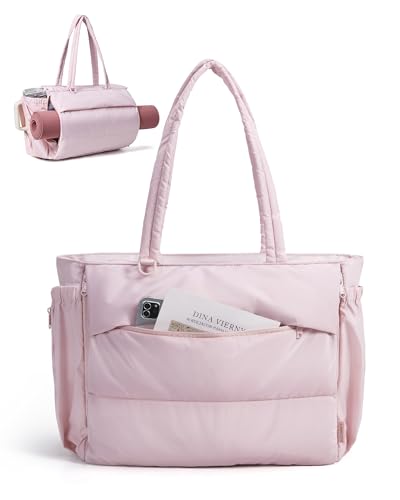 BAGSMART Yoga Pilates Tote Bag for Women with Knotted Handle, Gym Bag - color: Blush