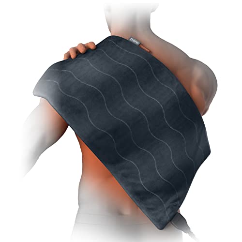 Pure Enrichment PureRelief Pro Far Infrared XL Heating Pad - Muscle Relief for Back, Neck, Shoulder, & Knee Pain in Athletes, 4 Heat Settings, Dry/Moist Heat, 12” x 24” Extra-Long Size (Iron Gray) - size: 12” x 24”