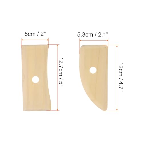HARFINGTON 2pcs Pottery Ribs 12cm 12.7cm Wooden Clay Ceramic Sculpting Tools Set for Finishing Shaping and Smoothing Removing Finger Marks