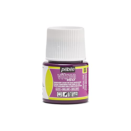 Pebeo Vitrea 160, Glossy Glass Paint, 45 ml Bottle - Bengal Pink - color: Bengal Pink
