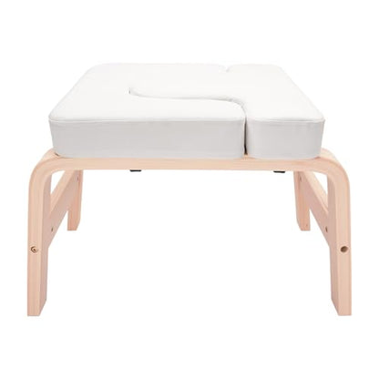Yoga Headstand Bench, Off-White Multi-Purpose Invert Chair, 440.92lbs Load-Bearing, Yoga Headstand Stool with Comfort Sponge PU Pad, Non-Slip Headstand Trainer for Home Gym Yoga Studio