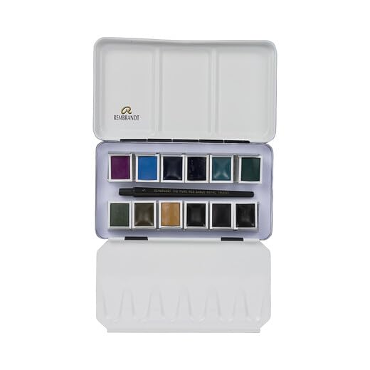 Rembrandt Watercolour Metal Granulating Set of 12 x Half Pans