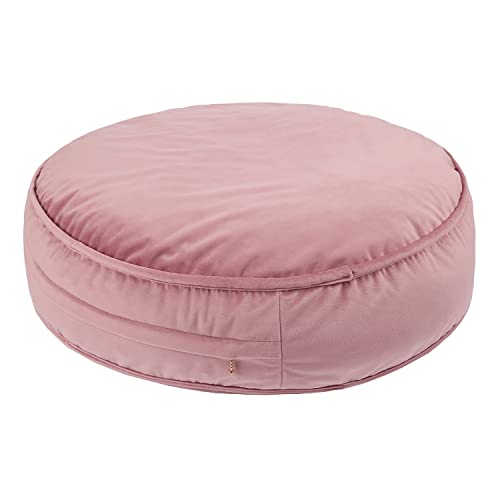 Round Floor Pillow Cover Velvet Throw Seating Pouf Yoga Meditation Cushion Plush Case Reading Room Decor Cover Only (25.6IN, Dusty Rose) - color: Dusty Rose, size: 25.6" x 25.6" (Pack of 1)