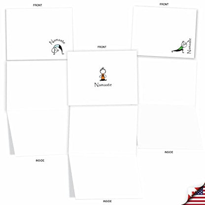 The Best Card Company - 10 Blank Yoga Note Cards (4x 5.12 Inch) - Boxed Notecards with Envelopes, Cute Animal Cards, Zen Assortment - Namaste Notes M3963 - style: Namaste Notes