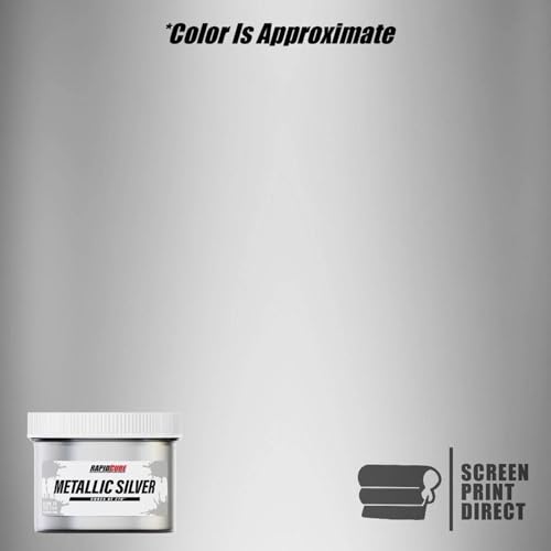 Rapid Cure Silver Plastisol Ink - Screen Printing Ink, 3.5 Gal | Cures At 270°F Vs. Standard 320°F For Faster Turnaround - Bold Opaque Color, Non-Phthalate, CPSIA Safe, USA Made - Silver - color: Metallic Silver, size: 448 fl oz