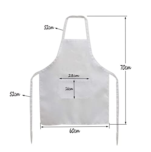 Total 15 PCS Plain Color Bib White Apron for Women Adult with 2 Front Pocket - color: White