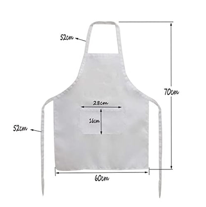 Total 15 PCS Plain Color Bib White Apron for Women Adult with 2 Front Pocket - color: White
