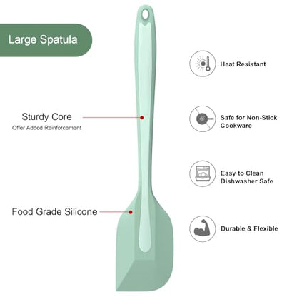 Silicone Spatula Set, Premium Spatulas Silicone Heat Resistant 2 Small & 2 Large Flexible Scraper for Nonstick Cookware, Rubber Spatula for Kitchen Mixing Baking Cooking Use, Soft Spatula - Set of 4 - color: 2 small(high-grade-green)+2 large(fresh-green)