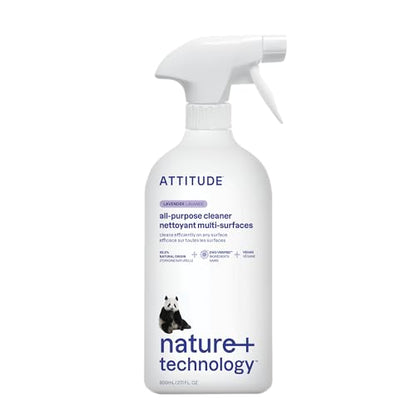 ATTITUDE All Purpose Cleaner Spray, EWG Verified, Vegan, Made with 94% Plant-Based Ingredients, Streak-Free for Kitchen, Bathroom, Glass & More, Lavender Scent, 27.1 Fl Oz - size: 27.1 Fl Oz (Pack of 1)