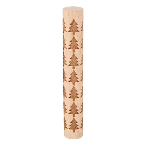 HARFINGTON Wood Clay Roller 4" Pine Tree Pattern Rolling Pins Wood Rollers Pottery Tools Wood Grain Texture Rollers for Clay Baking Dough Playdough DIY - style: Pine Tree