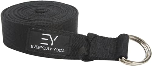 Everyday Yoga Bolster and Yoga Strap Set, Rectangular Meditation Pillow, Super Soft & Lightweight with Carry Handle - Firm Support for Restorative Yoga - Black - Strap 10ft Length