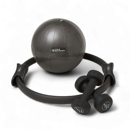 Pilates Prop Kit, Ring, Ball & 2.2 lb Dumbbell Set - color: Black