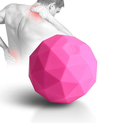 MEXITOP Electric Vibrating Massage Ball, 2-Speed Fitness Yoga Pilates Physical Therapy Massage Roller to Fight Sore Muscles,Washable Negative Ion Vibration Massages Ball for Muscle Recovery(Red) - color: Rose Red