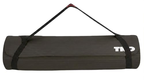 TKO Extra Thick Exercise Yoga Mat with Carrying Strap - color: Gray / Black