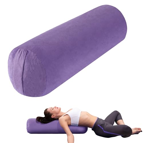 MABOZOO Round Yoga Pillow, Cylindrical Yoga Bolster Pillow with Washable Cover, Meditation Cushion Body Cushion for Practice, Restorative, Meditation - color: Purple