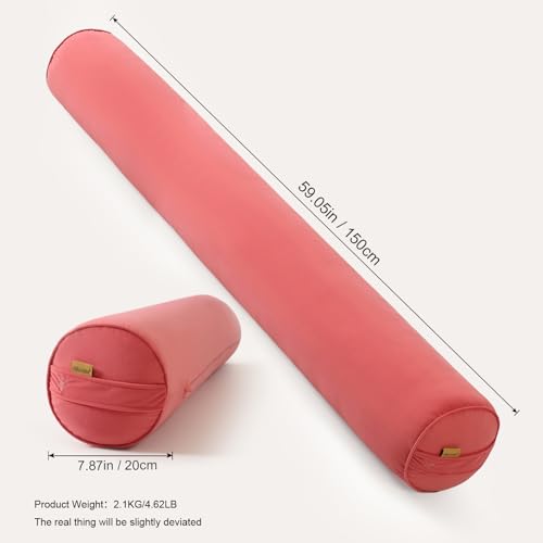 Body Pillow for Adults, Coral Peach, 59" x 7.87" | Long Round Pillow, Big Cylindrical, Full Bolster, For Side Sleepers - color: Coral Peach, size: 59"*7.87"
