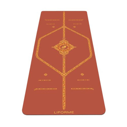 Liforme Printed Yoga Mat - Patented Alignment Design, Ultimate Grip - color: Tantalising Terracotta - Terracotta