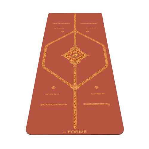 Liforme Printed Yoga Mat - Patented Alignment Design, Ultimate Grip - color: Tantalising Terracotta - Terracotta