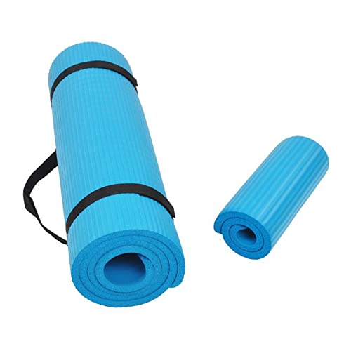 Fitvids All Purpose 1/2-Inch Extra Thick High Density Anti-Tear Exercise Yoga Mat and Knee Pad with Carrying Strap, Multiple Colors - color: Blue