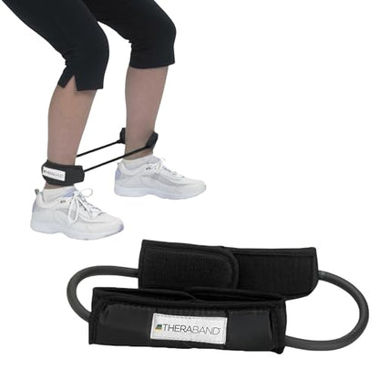 THERABAND Resistance Tubes, Professional Latex Elastic Tubing For Physical Therapy, Lower Pilates, At-Home Workouts, & Rehab, 12 Inch, Padded Cuffs, Black, Special Heavy, Advanced Level 1 | Professional TheraBand elastic resistance for exercise, physical
