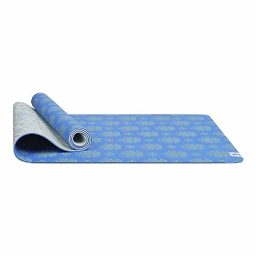SINT Yoga Mat - Premium 6mm Print Reversible Extra Thick and Large Non Slip Exercise & Fitness Mat for All Types of Yoga, Pilates & Floor Workouts (72" x 24" x 6mm Thick) - color: Blue Peacock