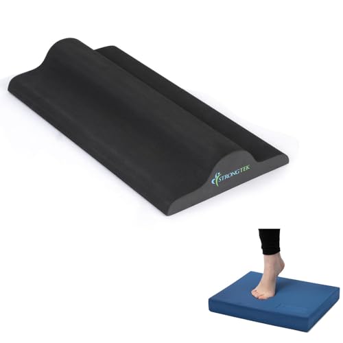 StrongTek Balance Pad and Plantar Fasciitis Stretcher Set – High-Density Foam Exercise Pad & Foot Stretching Block for Balance Training, Physical Therapy, and Foot Pain Relief