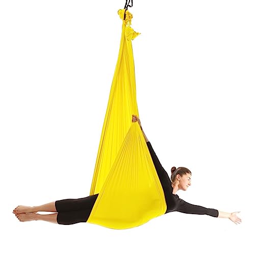 Deluxe Pilates & Yoga Flying Swing Aerial Hammock - Silk Fabric (5mx2.8m) - color: Yellow