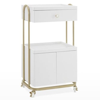 BarberPub Rolling Salon Trolley Cart for Storage,Barber Tool Organizer 2074 - color: White