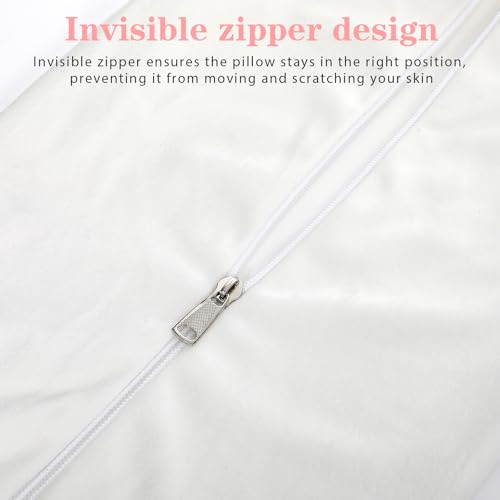 2 PCS Neck Roll Pillow Cover with Zipper, Round Neck Pillow Soft Bolster Pillows Covers White Breathable Cylinder Pillowcases for Cylindrical Cushion (16 X 6 Inch)