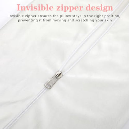 2 PCS Neck Roll Pillow Cover with Zipper, Round Neck Pillow Soft Bolster Pillows Covers White Breathable Cylinder Pillowcases for Cylindrical Cushion (16 X 6 Inch)