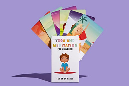Kids Yoga and Meditation Flashcards, 24 Cards, Mindfulness Activities for Children