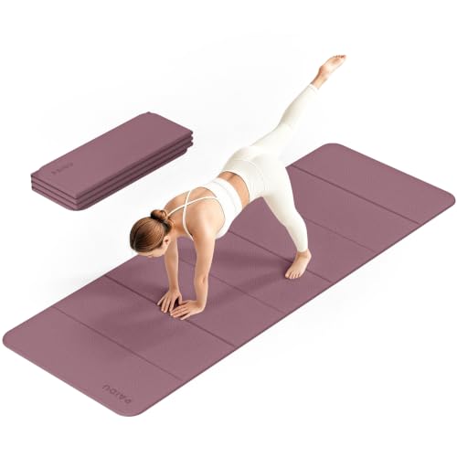 PAIDU Foldable Yoga Mat 10mm Thick, 75"x26" Non-Slip Fitness Exercise Mat - color: Deep Pink