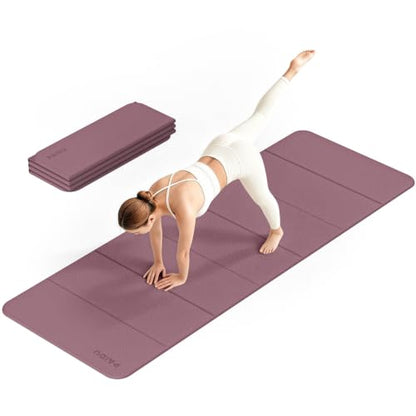 PAIDU Foldable Yoga Mat 10mm Thick, 75"x26" Non-Slip Fitness Exercise Mat - color: Deep Pink