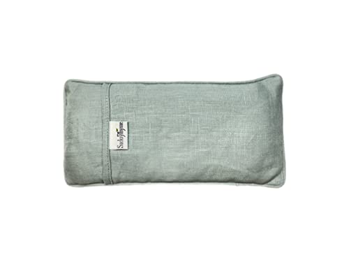 Sacksy Thyme Organic Linen Eye Pillow - Lavender & Flaxseed for Relaxation, Yoga, Stress Relief - Microwavable Heating Pad & Cool Compress - Made in USA - Gifts for Meditation - color: Sage (Lavender)