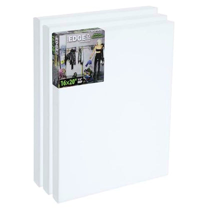 The Edge Eco-Friendly Recycled Cotton Stretched Canvas for Painting - 16x20 Box of 3 - Medium-Textured, Triple Acrylic Primed All Media Painting Canvas, 320gsm, 1-1/2 in. Deep Pine Stretchers - size: 16x20 in