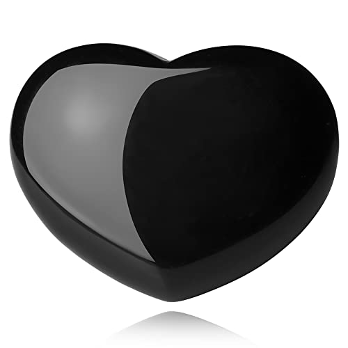 QINJIEJIE 1.8" Large Heart Crystal Stone Black Obsidian Healing Crystals - color: Z - 1.8" Large - Black Obsidian