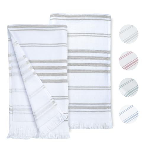 Ample Decor Cotton Hand Towels 16x28 Inches, Turkish Style, Quick Dry, Multi-Purpose Kitchen & Bathroom Towels, Oeko-Tex Certified, Set of 2, Gray - color: Grey, size: Hand Towel Set of 2