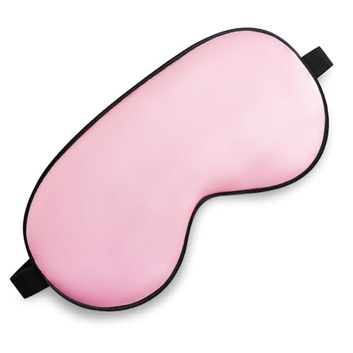 Silk Sleep Mask, Blackout Eye Mask for Sleeping with Adjustable Strap - color: Rose Pink