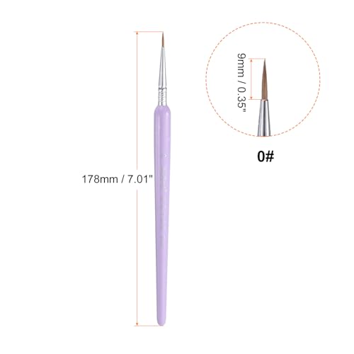HARFINGTON 6pcs Detail Paint Brushes 9mm Pointed Tip Nylon Hair Miniature Painting Brush for Watercolor Oil Acrylic Painting(0#), Purple - color: Purple, size: 0# 9mm