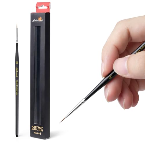 Kolinsky Sable Miniature Paint Brushes - Professional Artist Brush Size 00, Small Fine Detail Paint Brush Set for Mini Paints, Paint by Number, Figurine - size: 00
