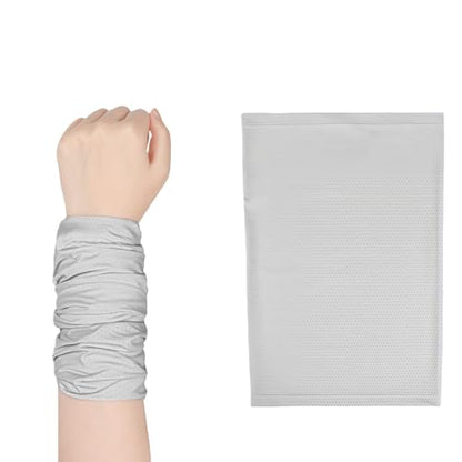 Cooling Sports Towel Wristband, Neck Gaiter Face Cover, Ice Silk Fabric for Instant Cooling & Sweat Absorption 2pcs - color: Gray
