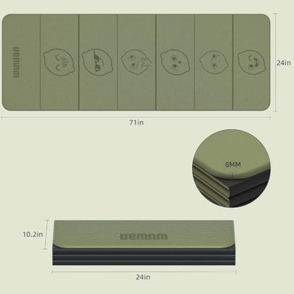 TPE Yoga Mat Foldable 8mm Thick Light Non-Slip for Home/Gym/Travel - color: Green+Black