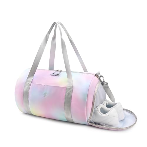 STELLE Dance Bag for Girls Sports Duffle with Shoe Compartment(RW,F) - color: Rainbow Wash