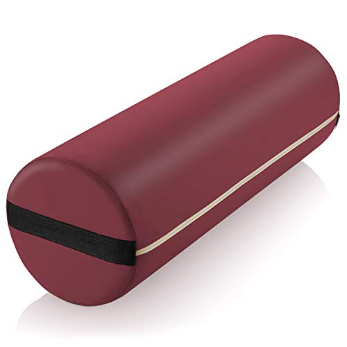 Saloniture Jumbo Round Massage Table Bolster Pillow Pad - 26 x 9 Inch - Burgundy - color: Burgundy