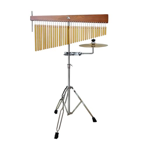 Adjustable Height Wind Chime Single-row Percussion Chime wtih Collapsible Tripod Stand Bar Chime for Class Yoga (36 Note Chime with Cymbals) - color: 36 Note Chime With Cymbals