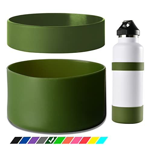 Greant Dual Protective Water Bottle Boot for HydroFlask 12oz to 64oz | Silicone Bottle Cover for Hydroflask, Anti-Slip Water Bottle Rubber Bottom for Owala 24oz, 3 Sizes - color: Olive, size: 32 Ounces