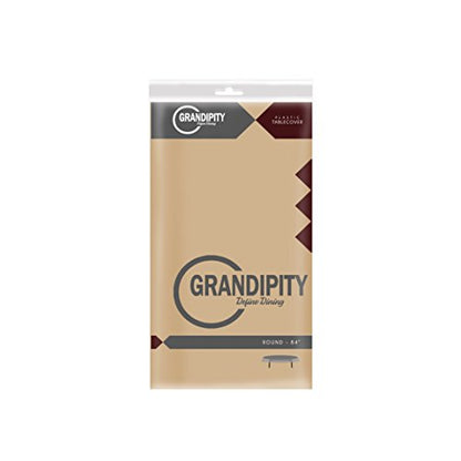 Beige 1 Pack Premium Disposable Plastic Tablecloth 84" Inch Round Table Cover - color: Beige, size: 1 Pack 84" Round