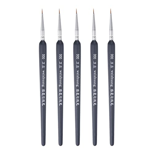 HARFINGTON 5pcs Detail Paint Brushes 6mm Pointed Tip 180mm Length Nylon Hair Miniature Painting Brush for Watercolor Oil Acrylic Painting(000#), Black - color: Black, size: 000# 6mm